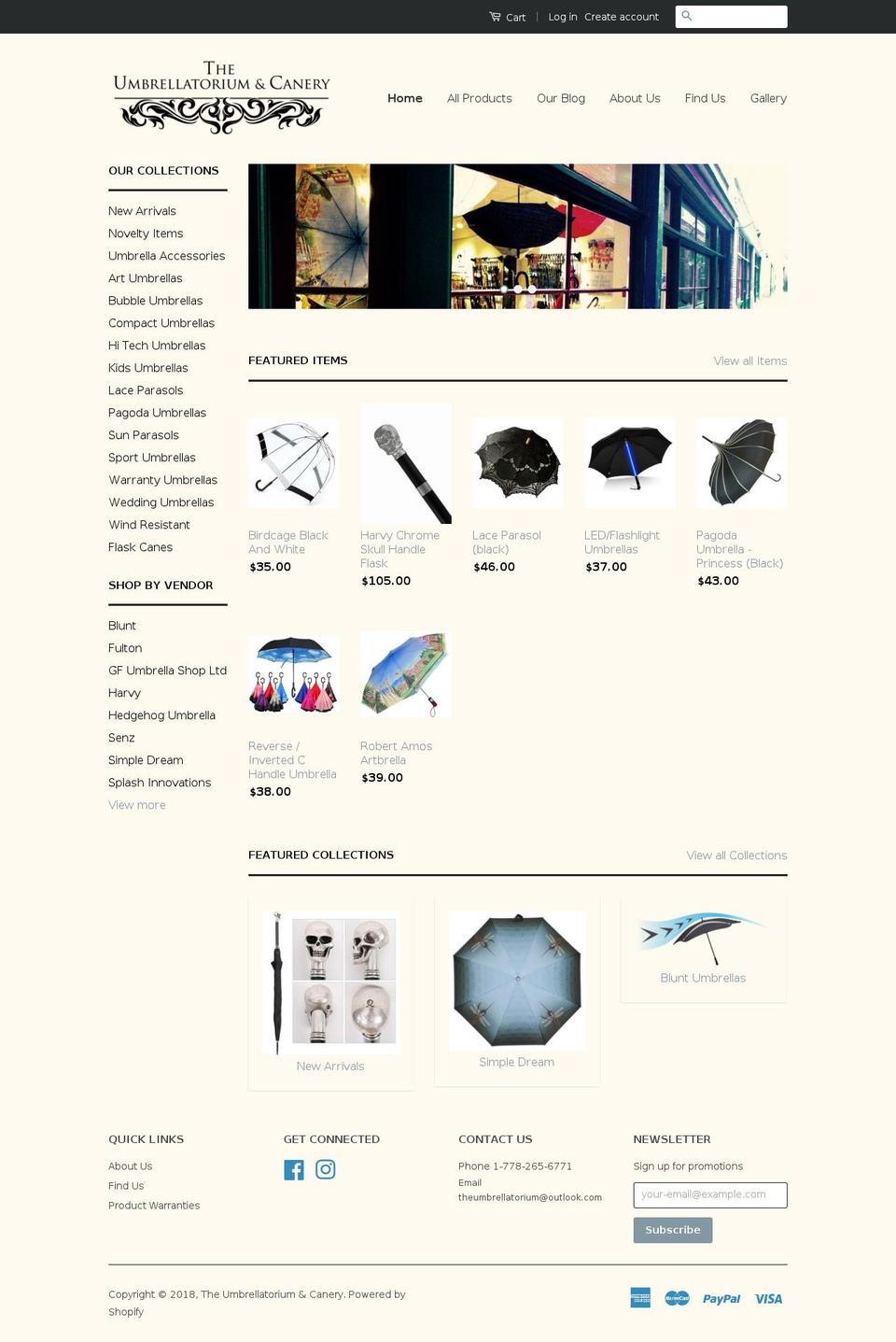 theumbrellatorium.com shopify website screenshot