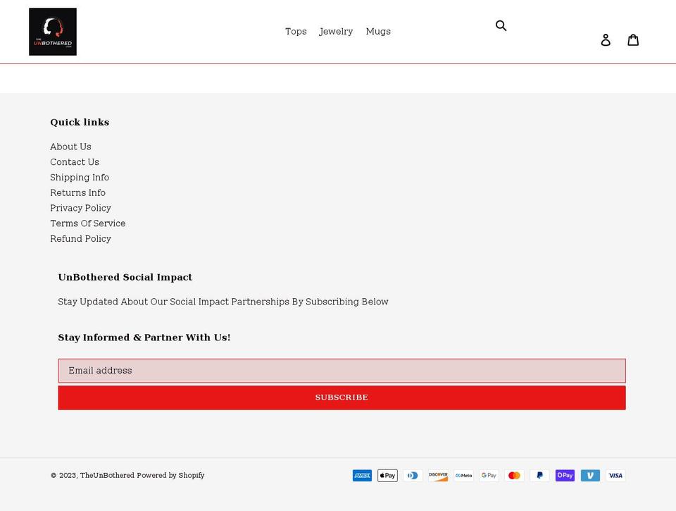 theunbothered.com shopify website screenshot