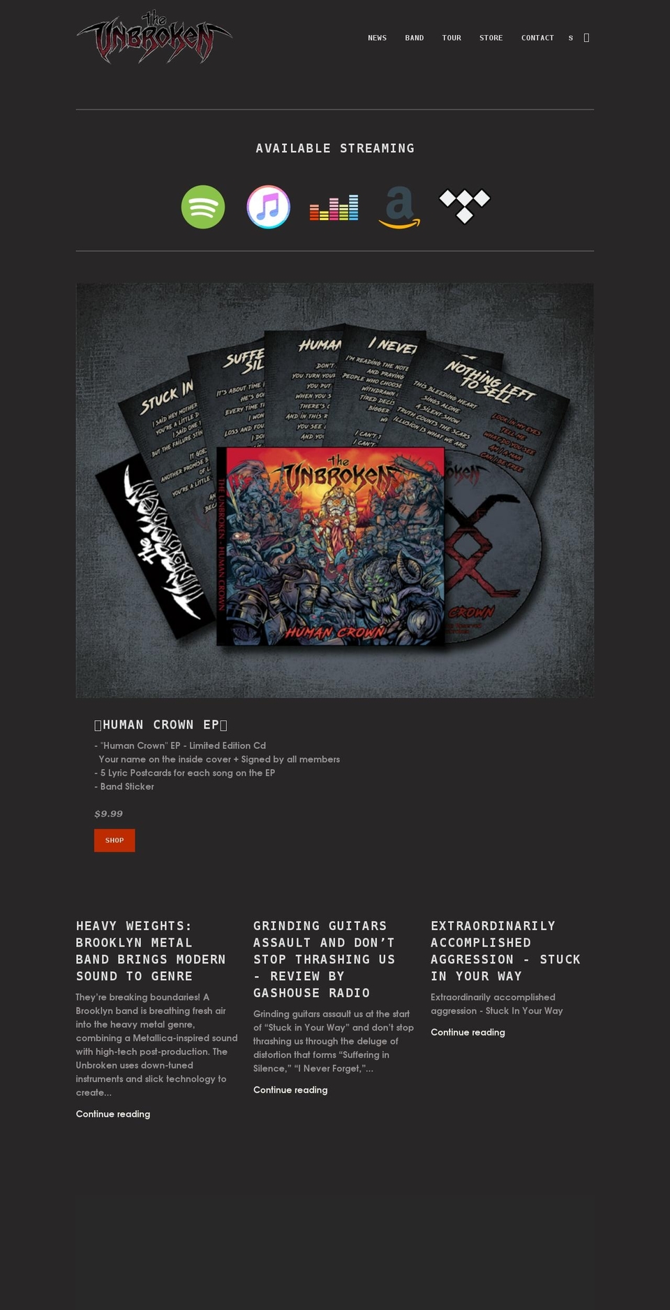 theunbroken.band shopify website screenshot