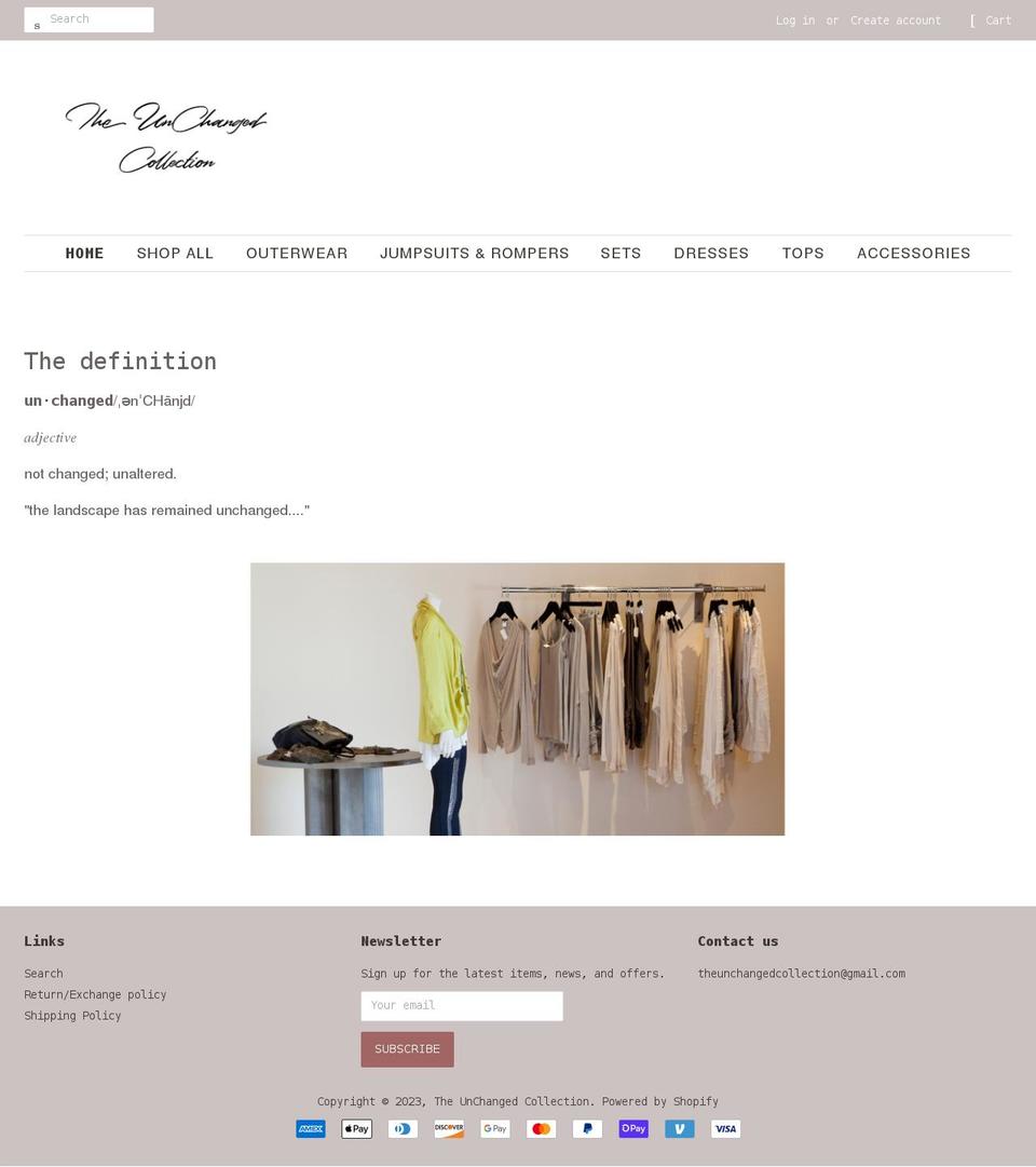theunchangedcollection.com shopify website screenshot