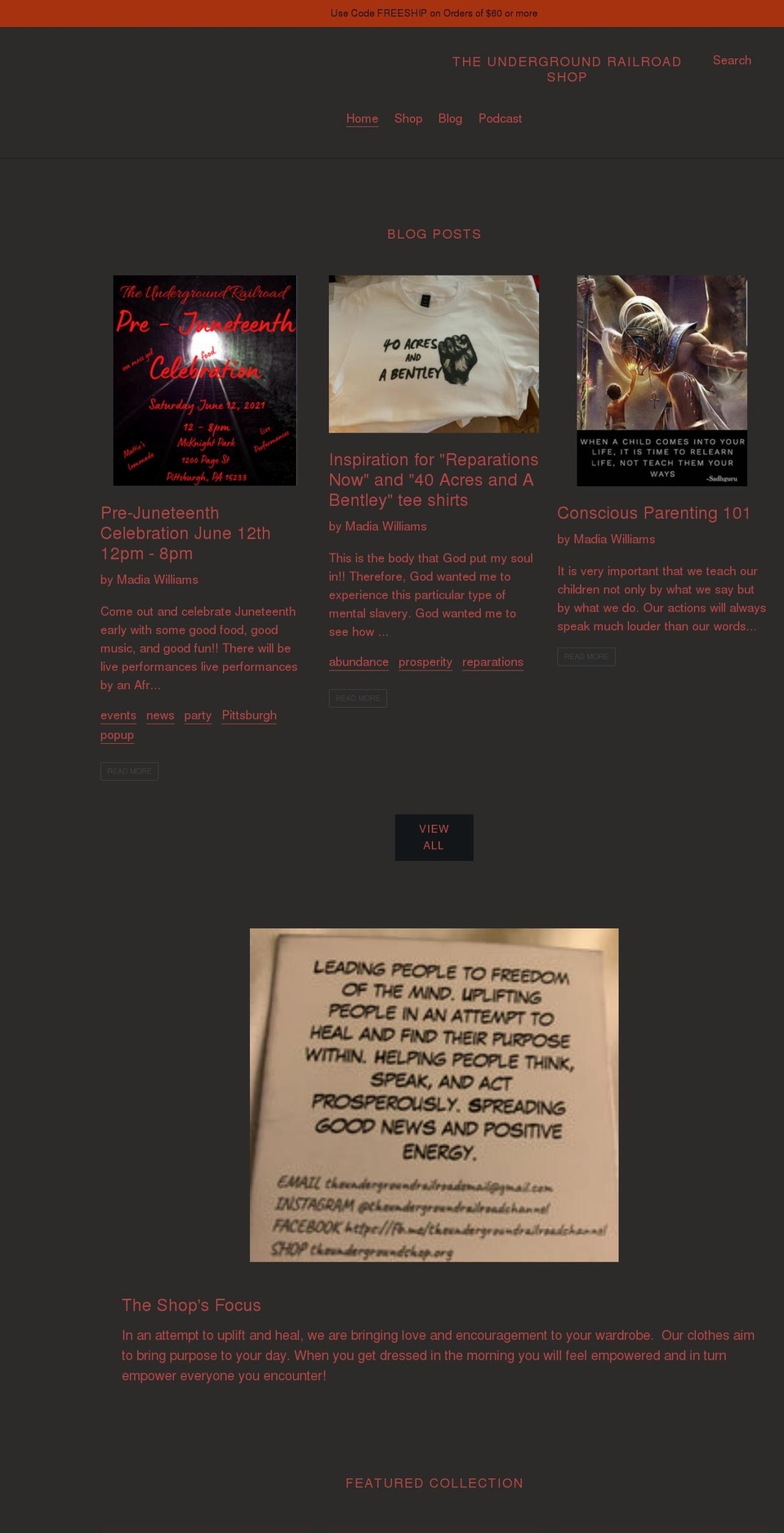 theundergroundshop.org shopify website screenshot