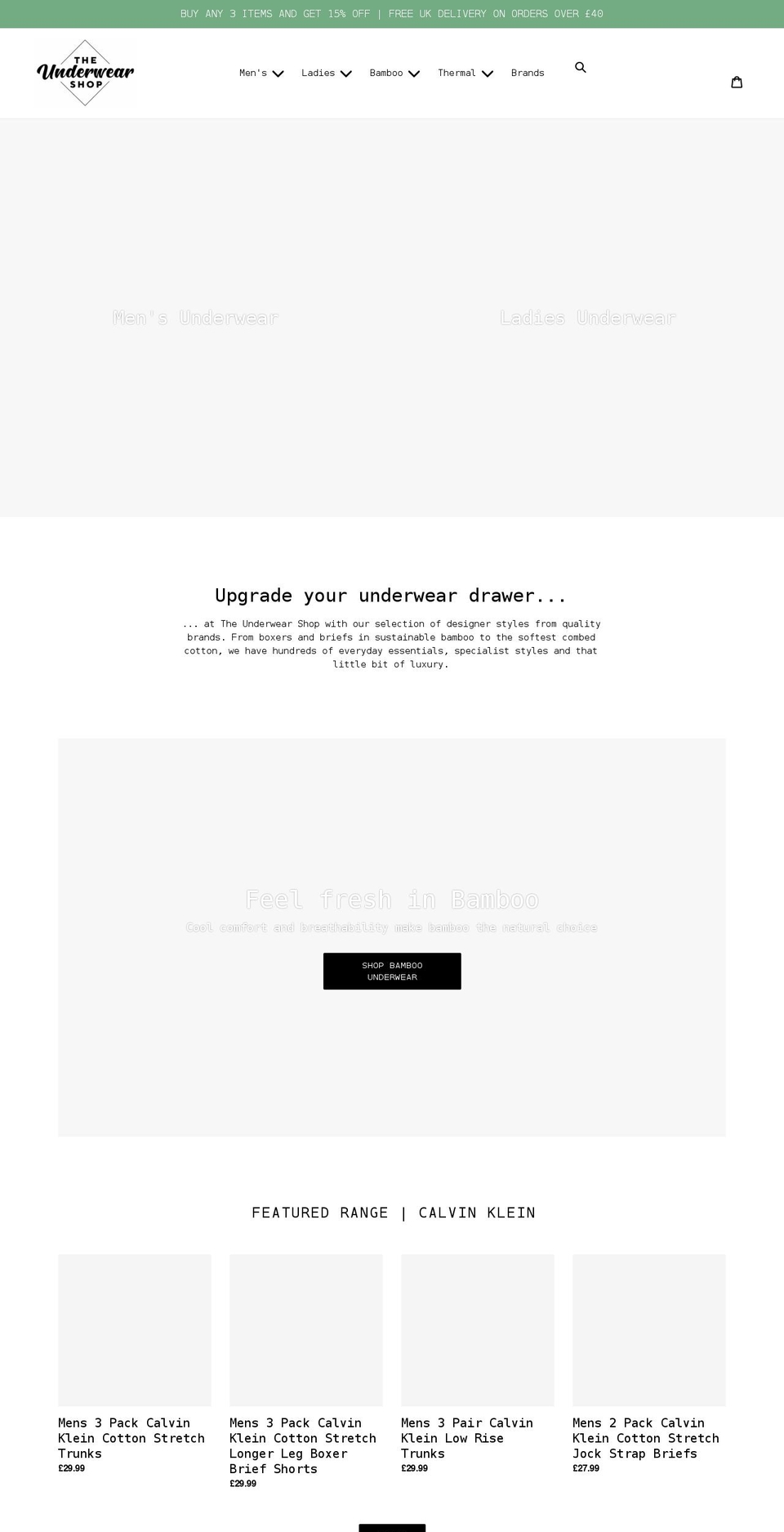 theunderwearshop.co.uk shopify website screenshot