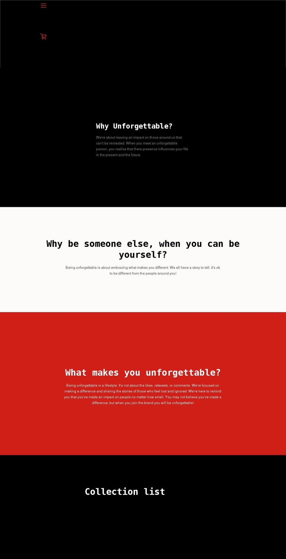 theunforgettablebrand.com shopify website screenshot