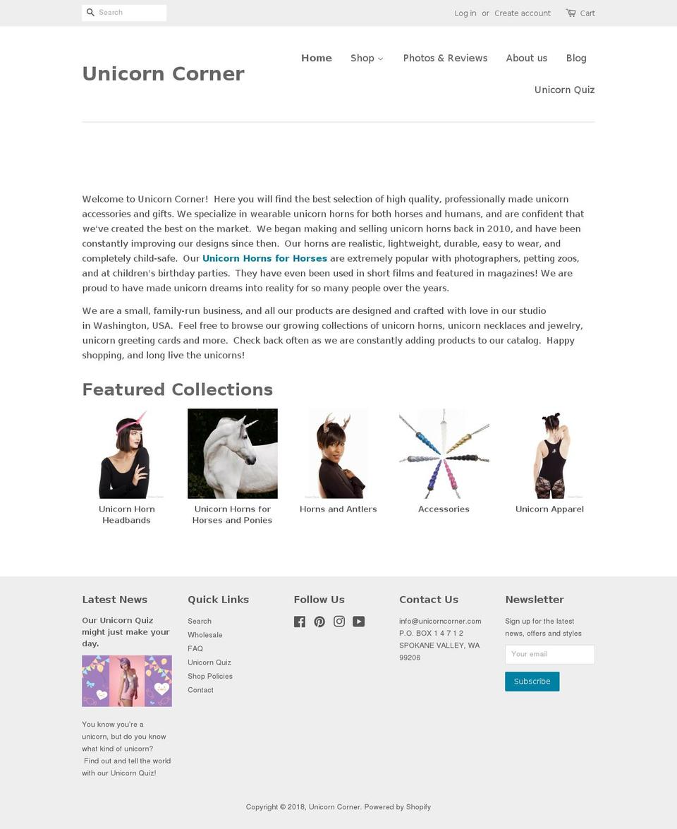 theunicorncorner.com — Shopify storefront screenshot