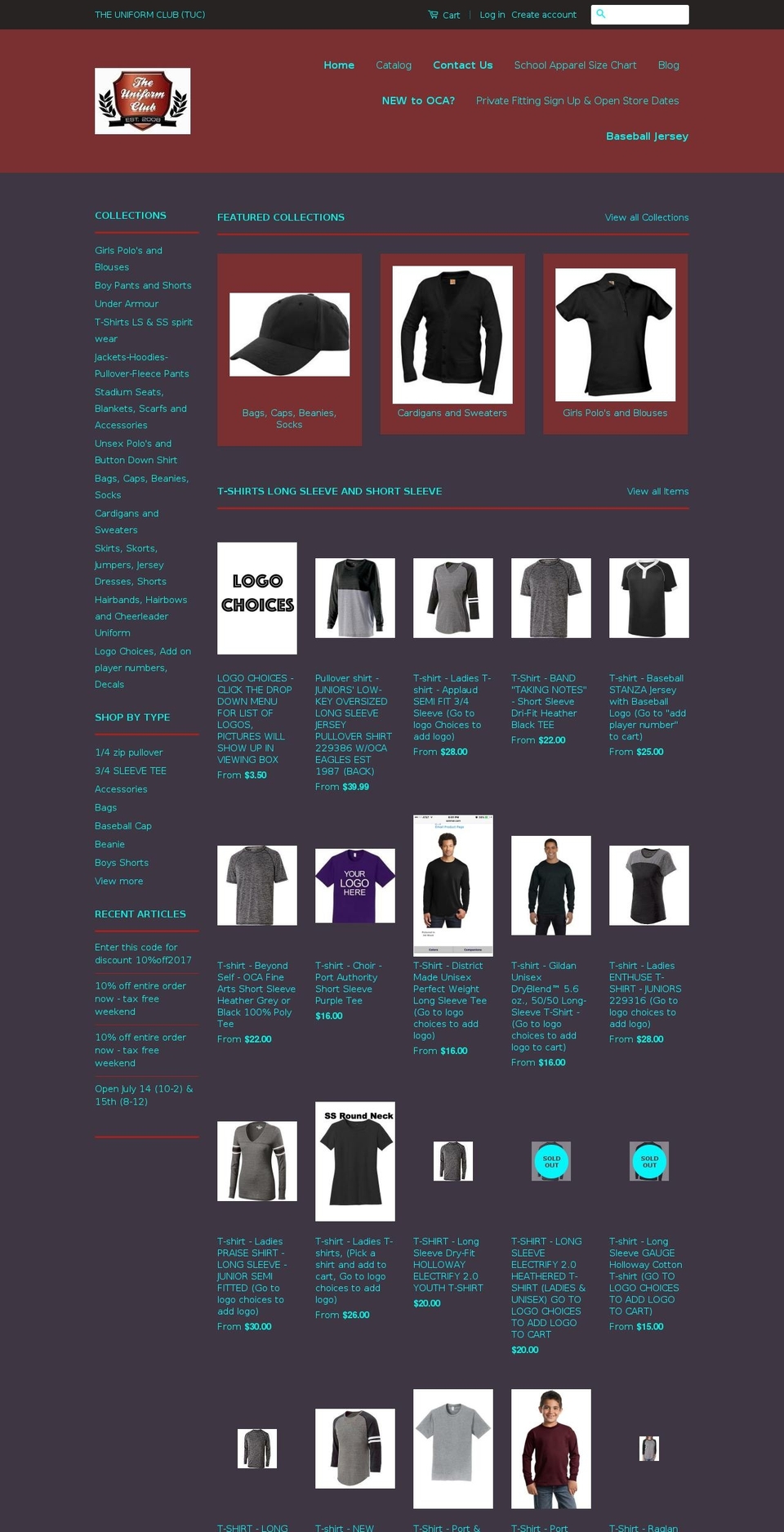 theuniformclub.net shopify website screenshot