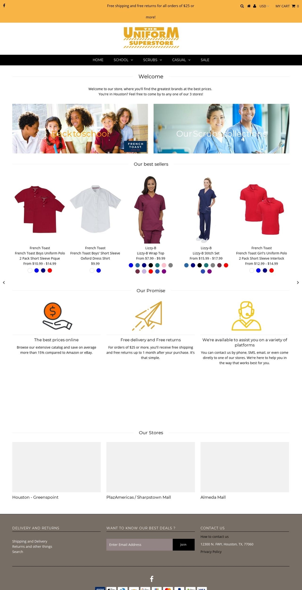 theuniformsuperstore.com — Shopify storefront screenshot