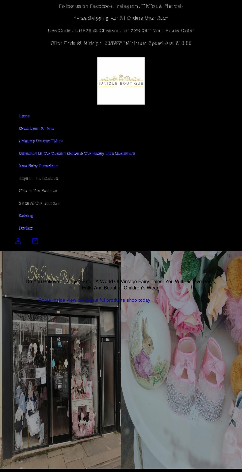 theuniquebabyboutique.com shopify website screenshot