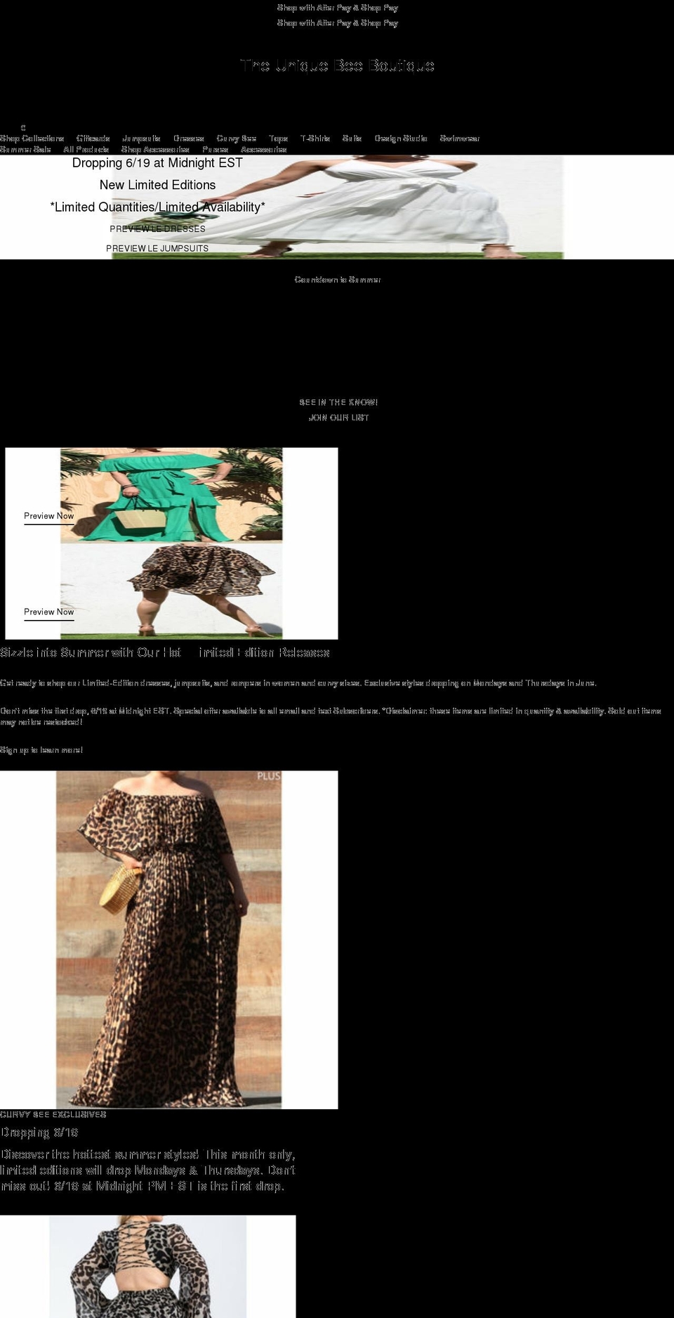 theuniquebeeboutique.com shopify website screenshot