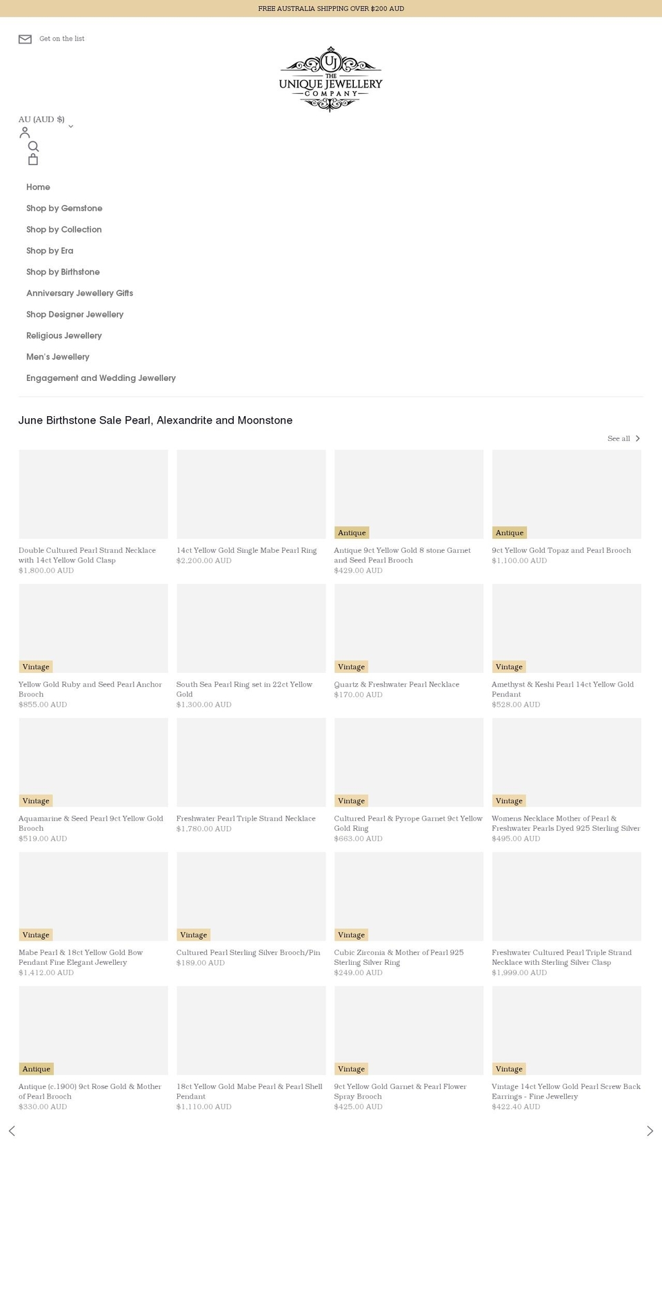 theuniquejewellerycompany.com shopify website screenshot