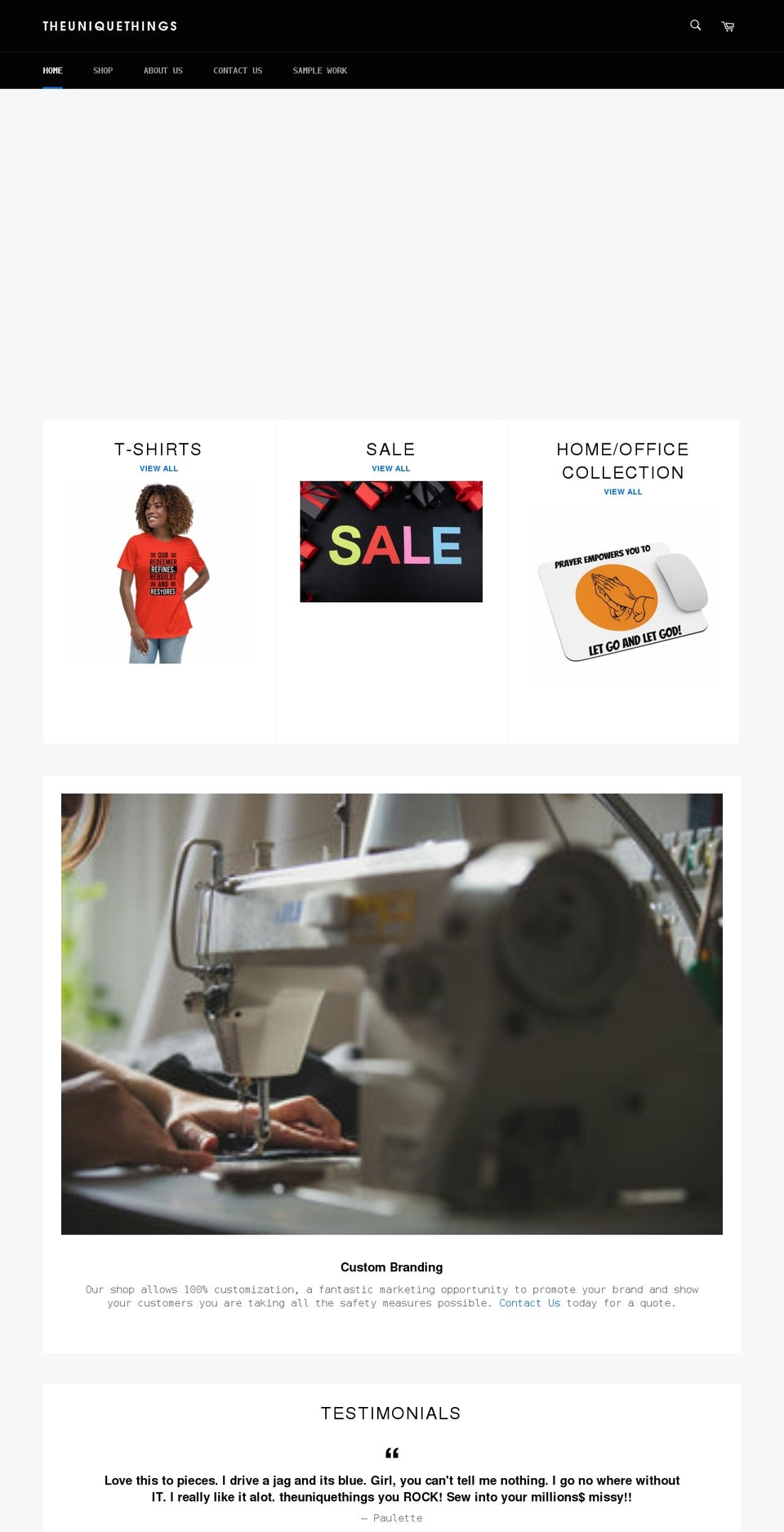 theuniquethings.com — Shopify storefront screenshot