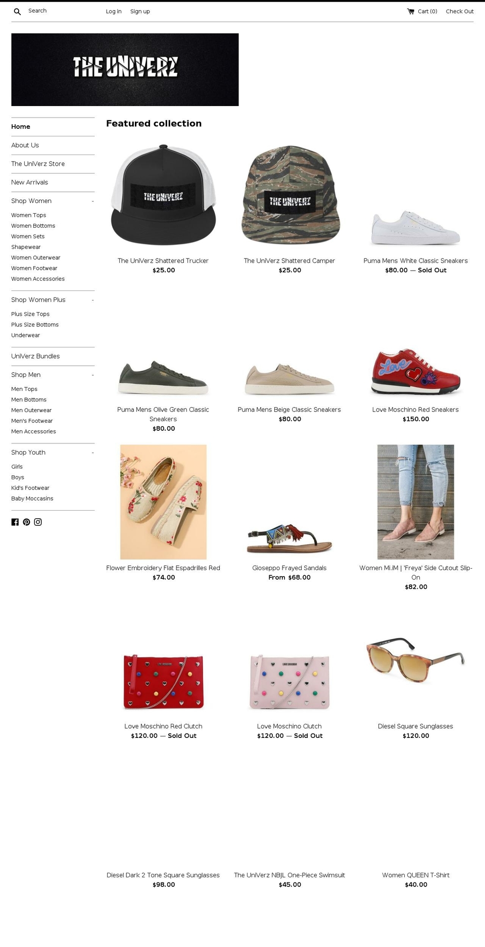 theuniverz.com — Shopify storefront screenshot