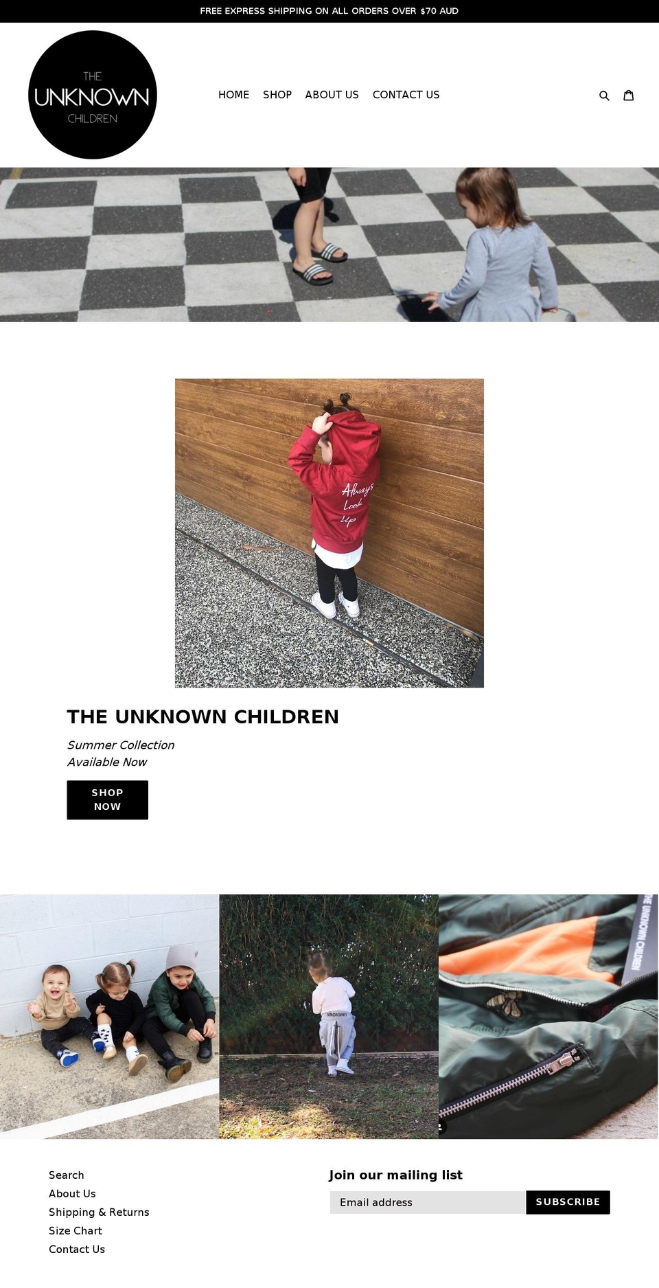 theunknownchildren.com — Shopify storefront screenshot