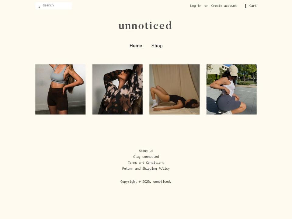 theunnoticed.shop shopify website screenshot