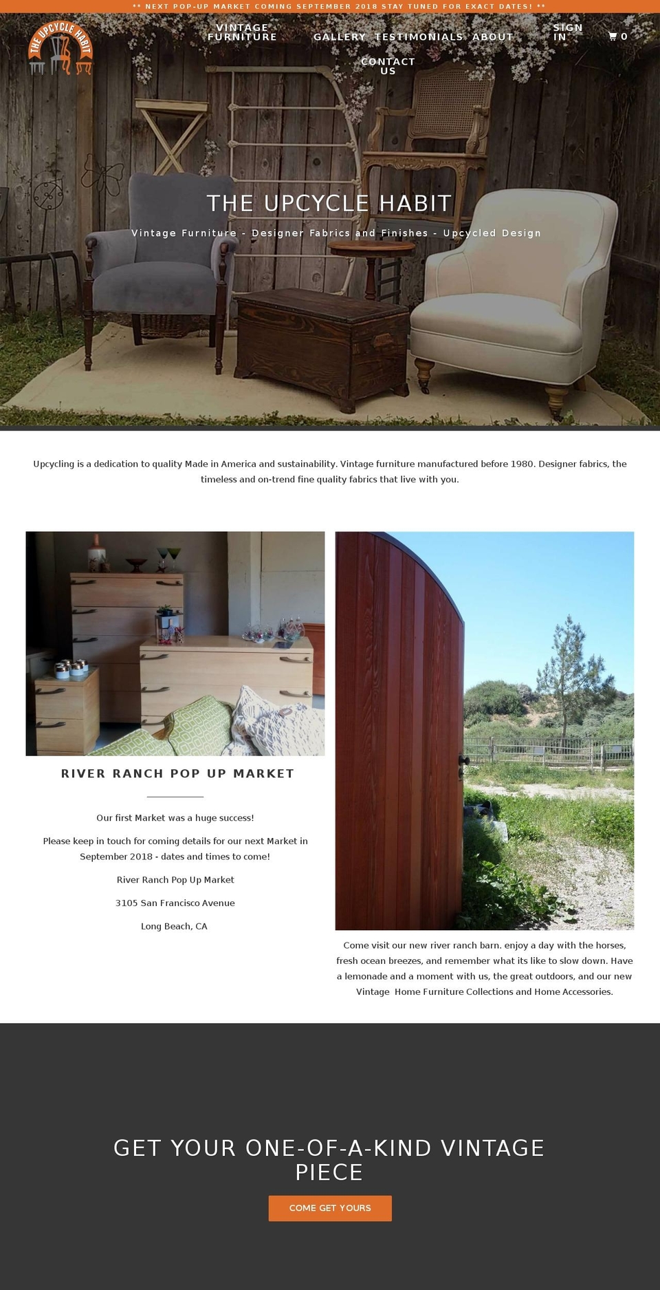 theupcyclehabit.com — Shopify storefront screenshot