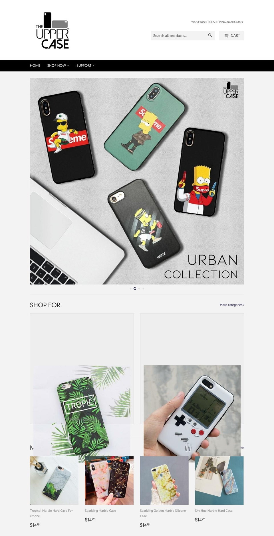 theuppercases.com — Shopify storefront screenshot