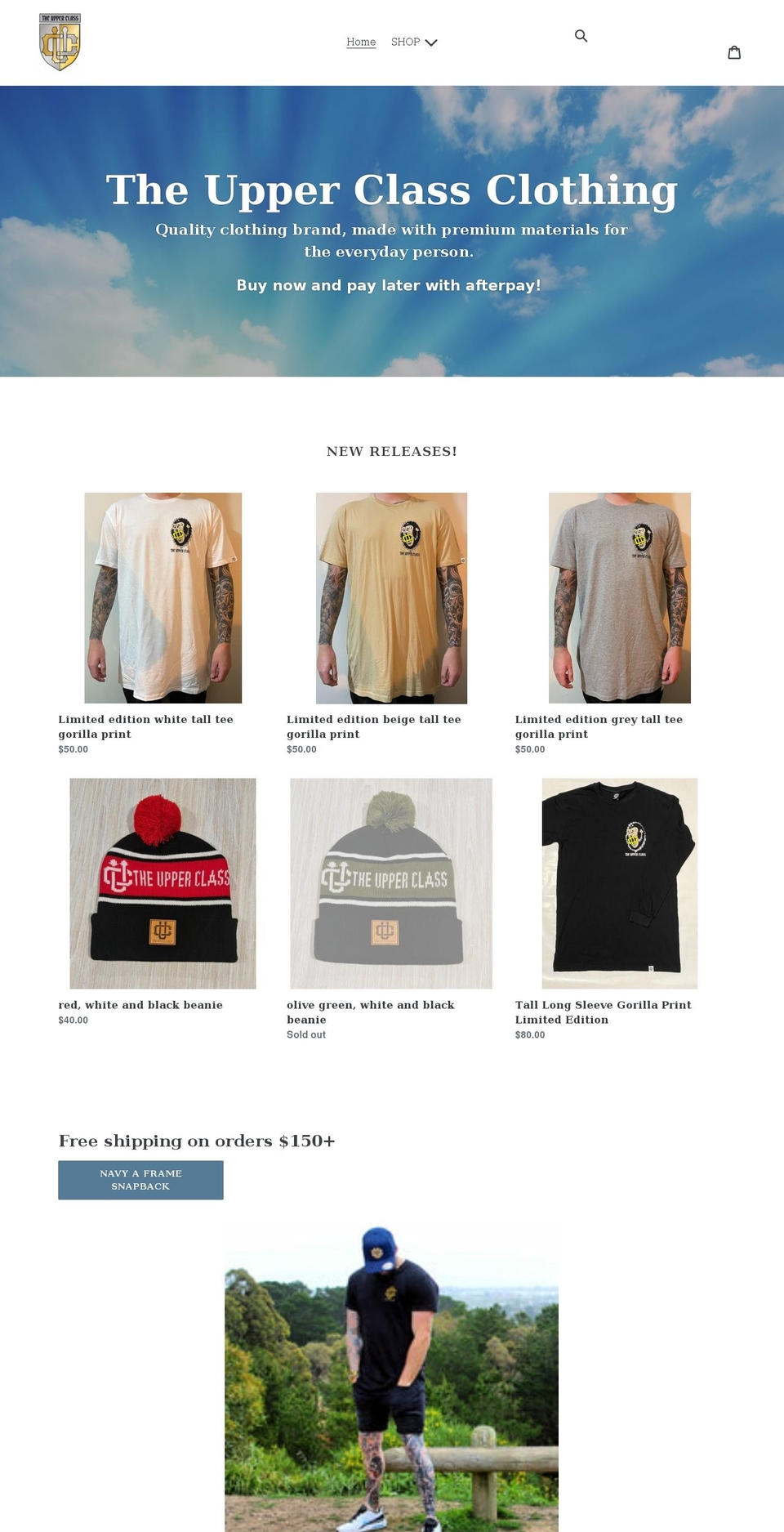theupperclassclothing.com shopify website screenshot