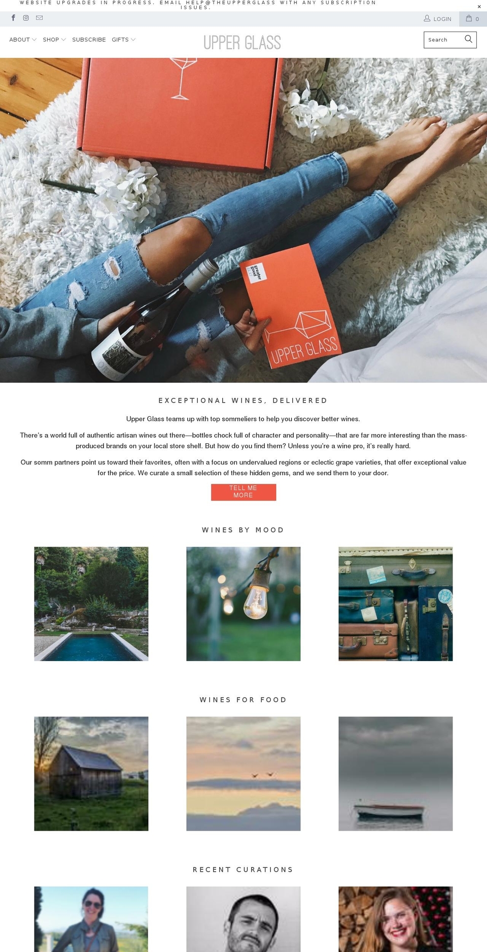 theupperglass.com shopify website screenshot