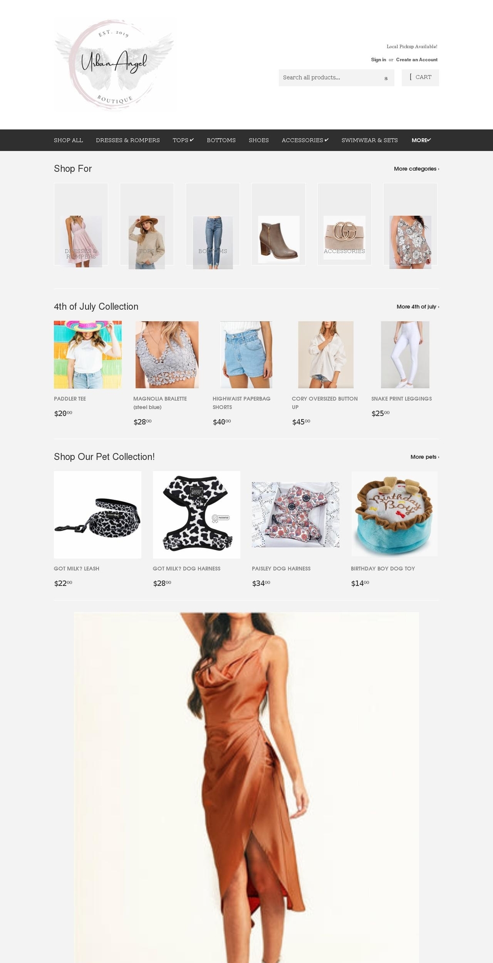 theurbanangelboutique.com shopify website screenshot