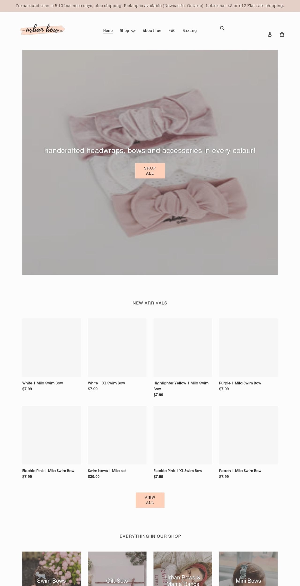theurbanbow.com shopify website screenshot