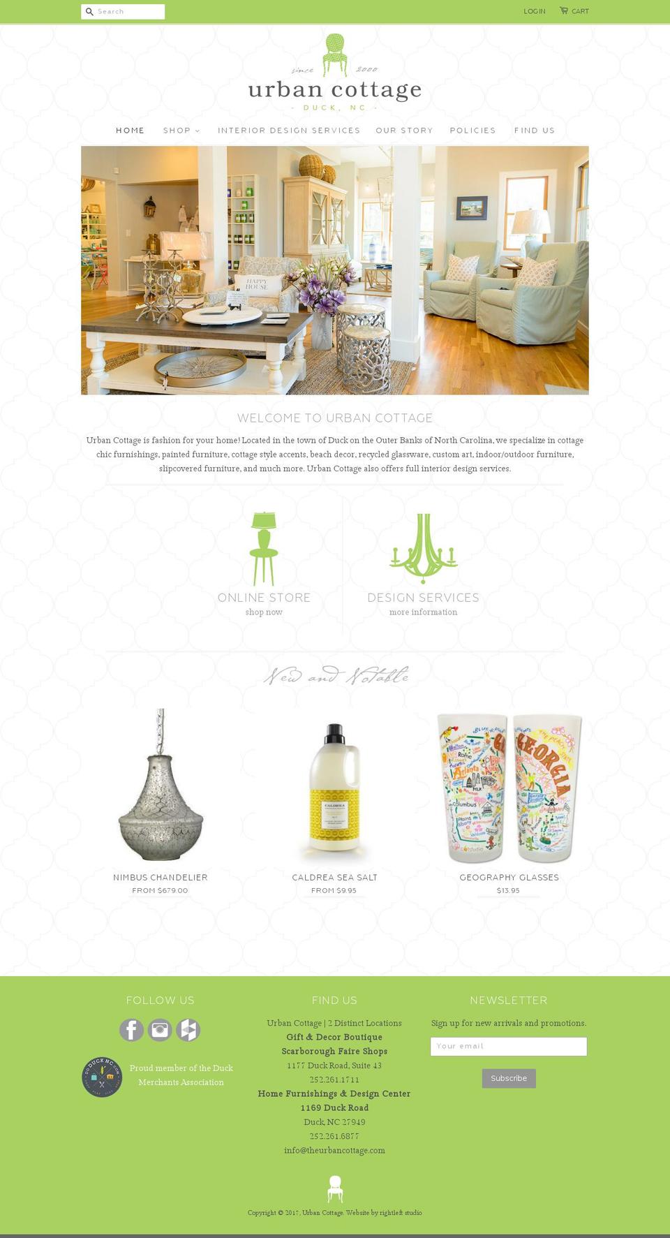 theurbancottage.com shopify website screenshot