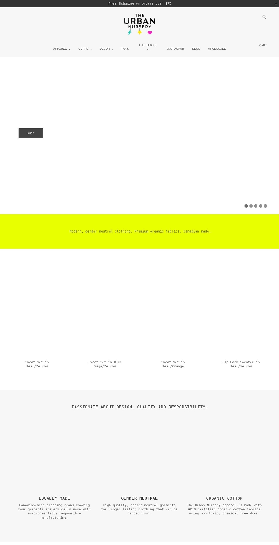 theurbannursery.ca shopify website screenshot