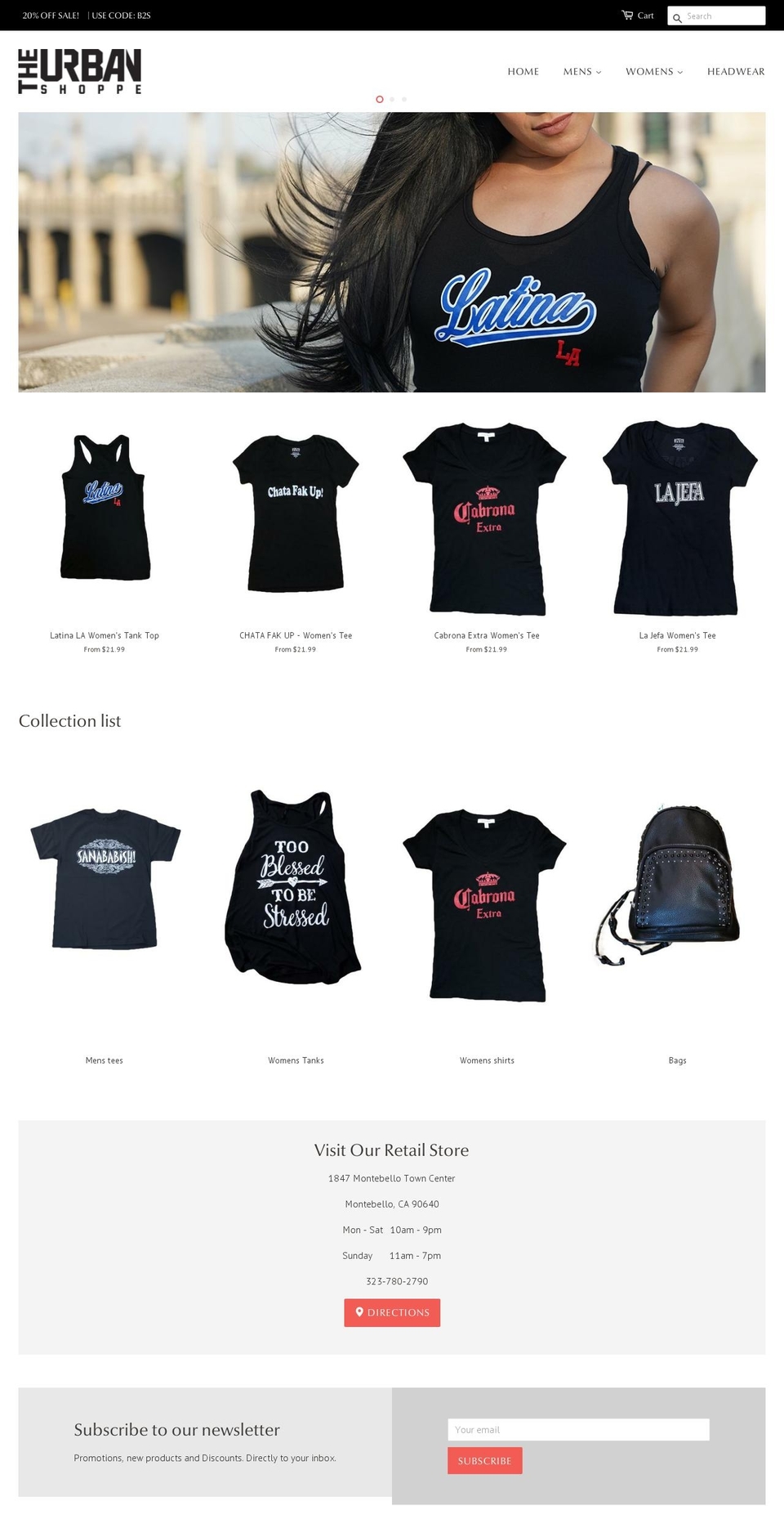 theurbanshoppe.com — Shopify storefront screenshot