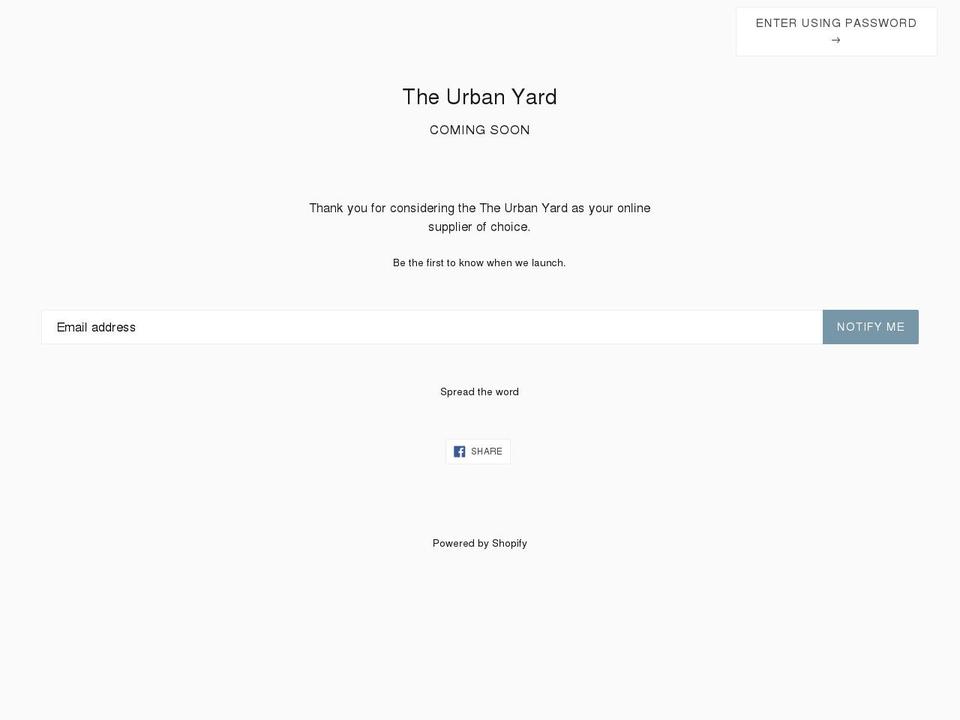 theurbanyard.com — Shopify storefront screenshot
