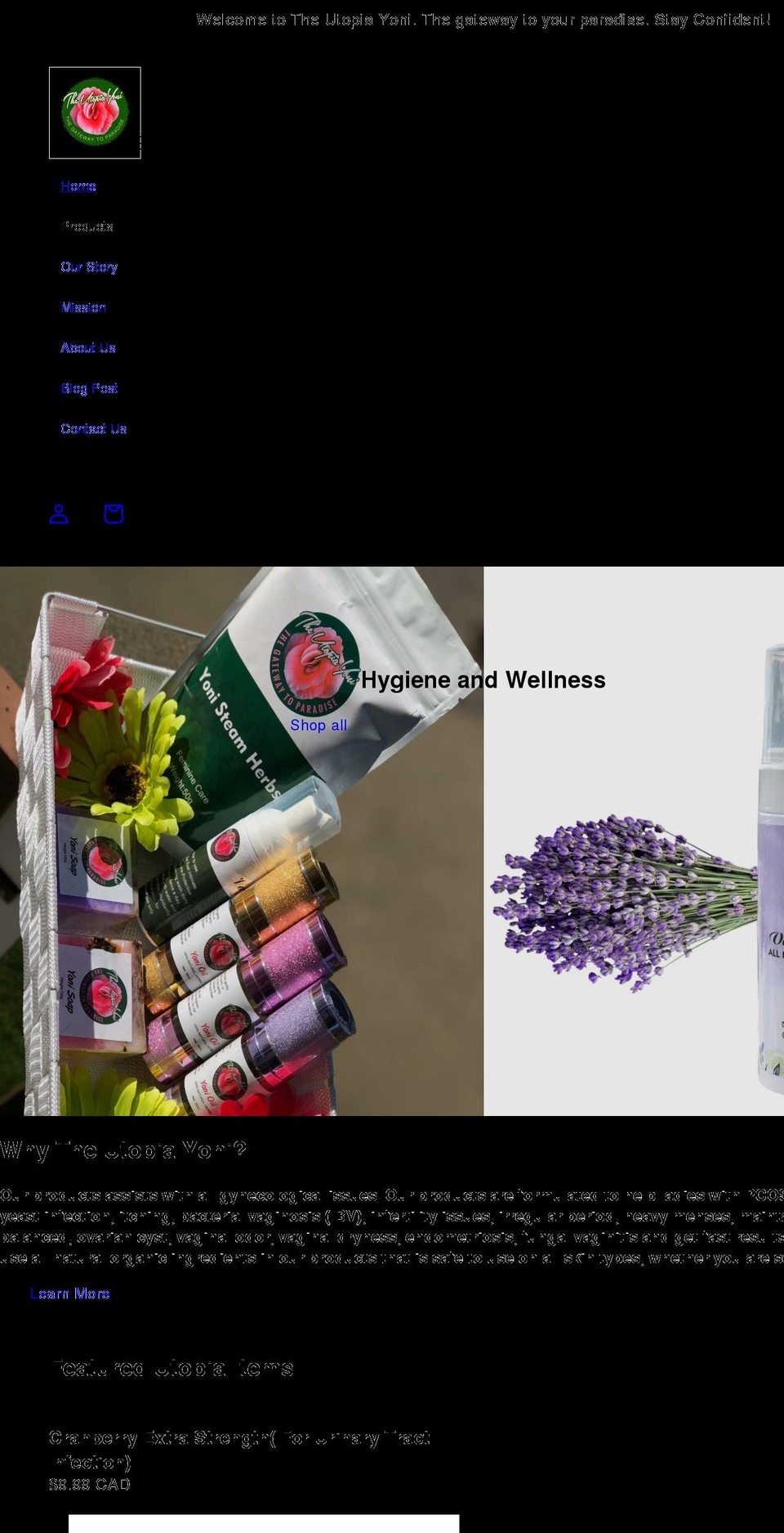 theutopiayoni.com shopify website screenshot