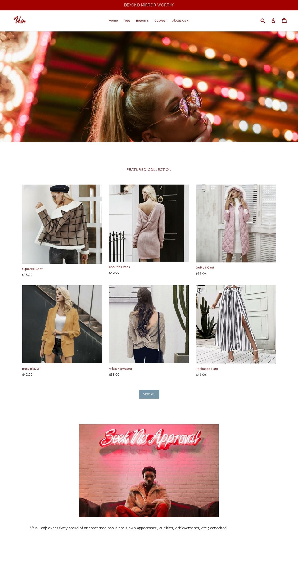 thevaincollection.com shopify website screenshot