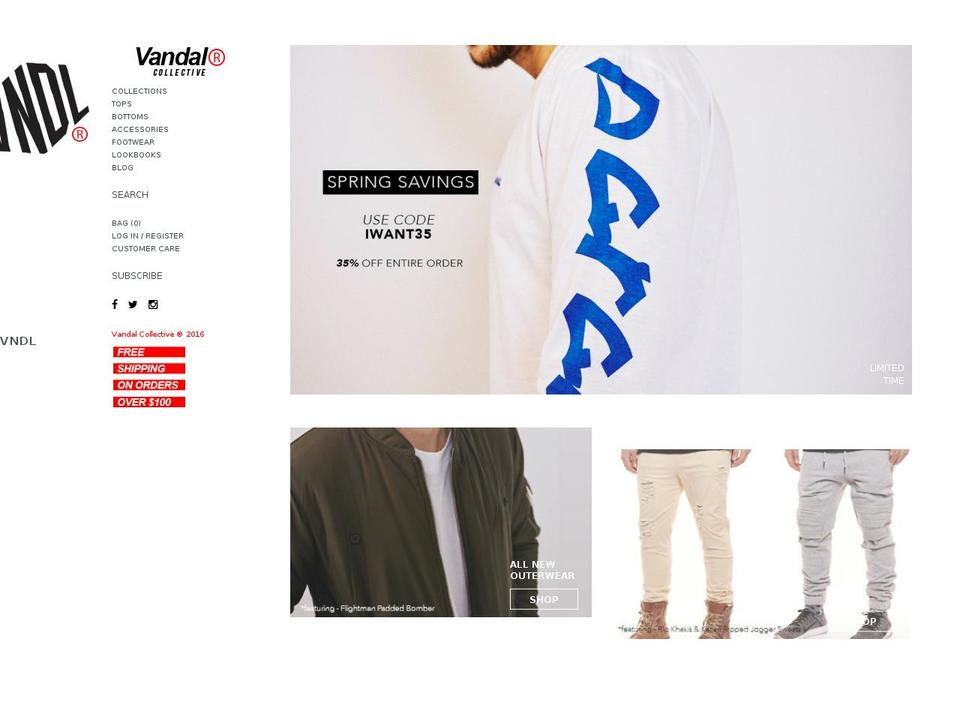 expectcodes Shopify theme site example thevandalcollective.com