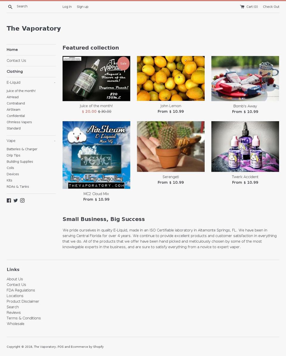 thevaperatory.com — Shopify storefront screenshot