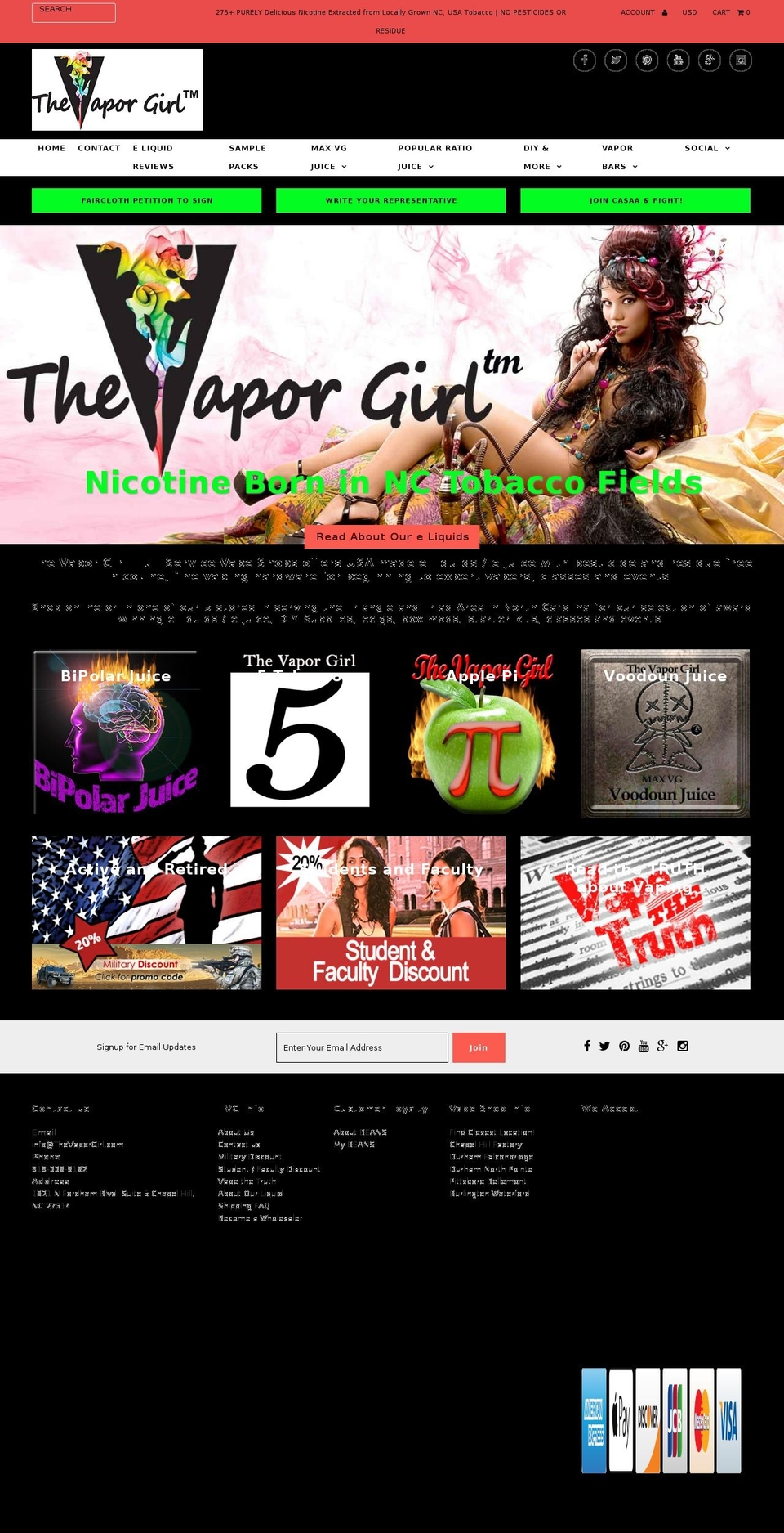 thevapergirl.com shopify website screenshot