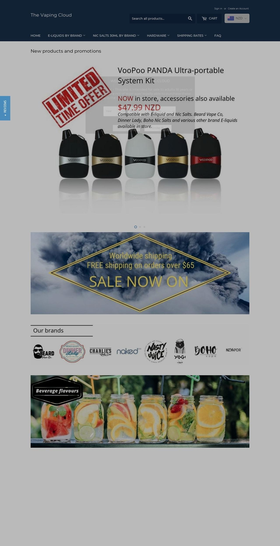 thevapingcloud.com — Shopify storefront screenshot