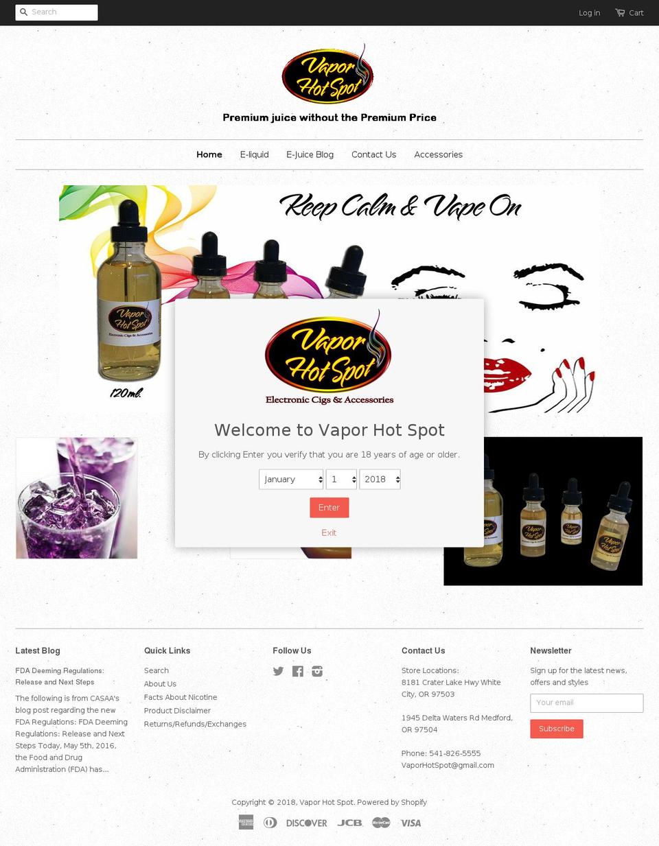 thevaporhotspot.com shopify website screenshot