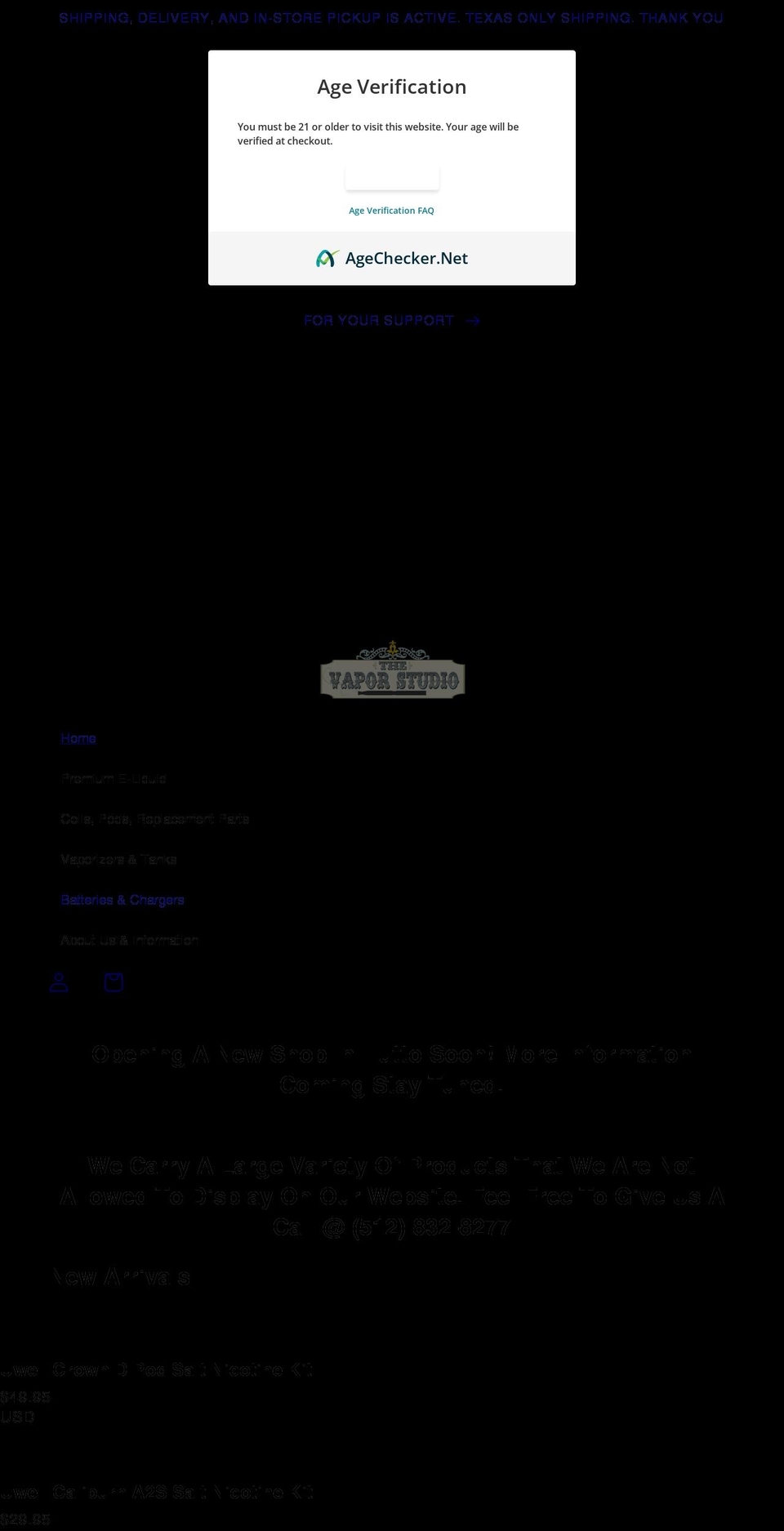 thevaporstudio.com shopify website screenshot