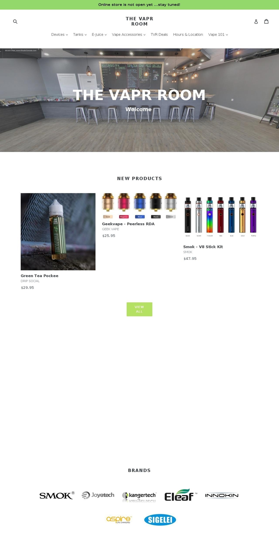 thevaprroom.com shopify website screenshot