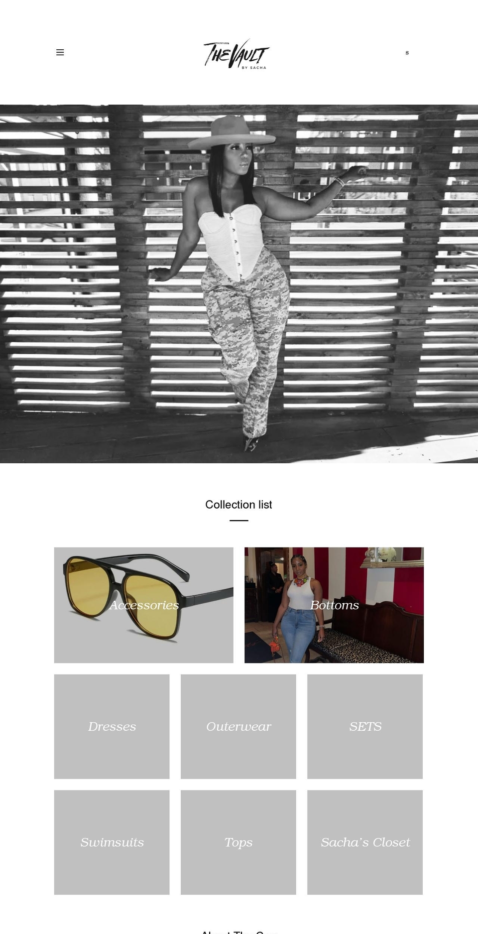 thevaultbysacha.com — Shopify storefront screenshot