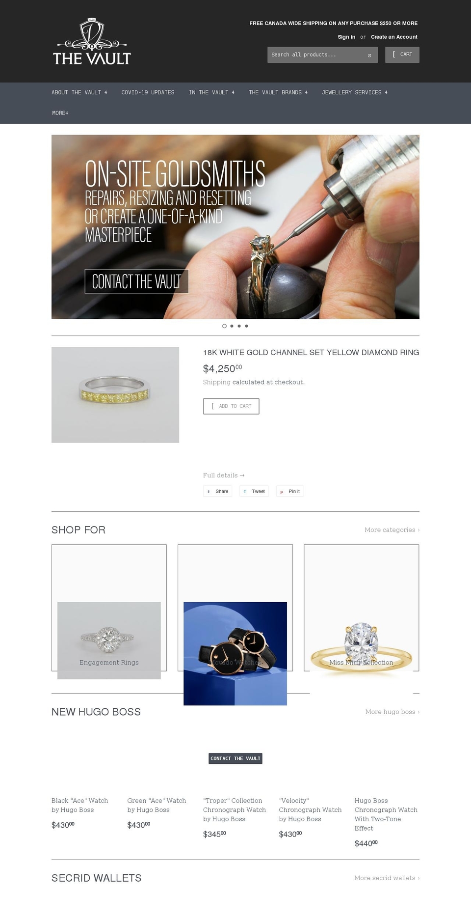 thevaultmilton.com shopify website screenshot