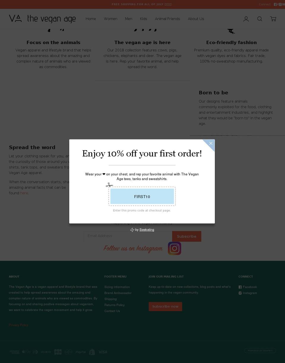 theveganage.com shopify website screenshot
