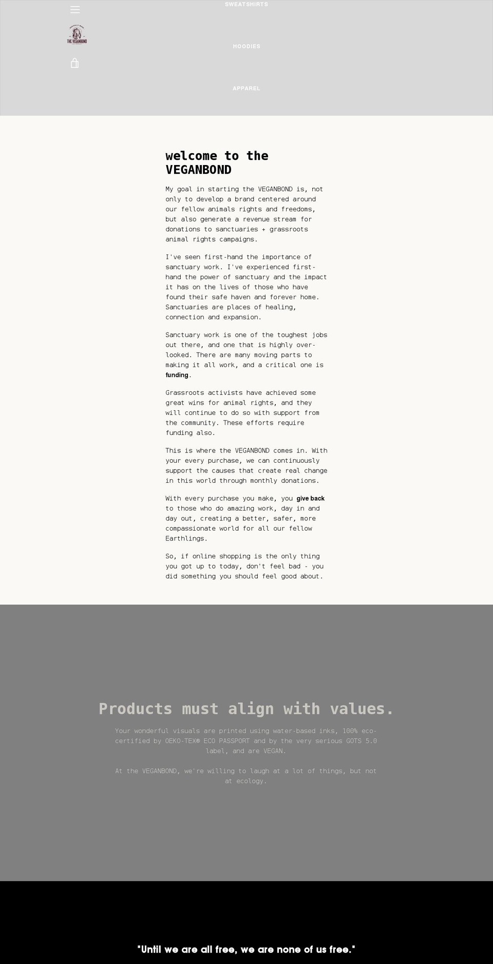 theveganbond.com shopify website screenshot