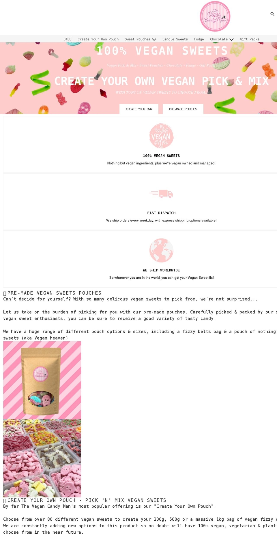 thevegancandyman.com shopify website screenshot