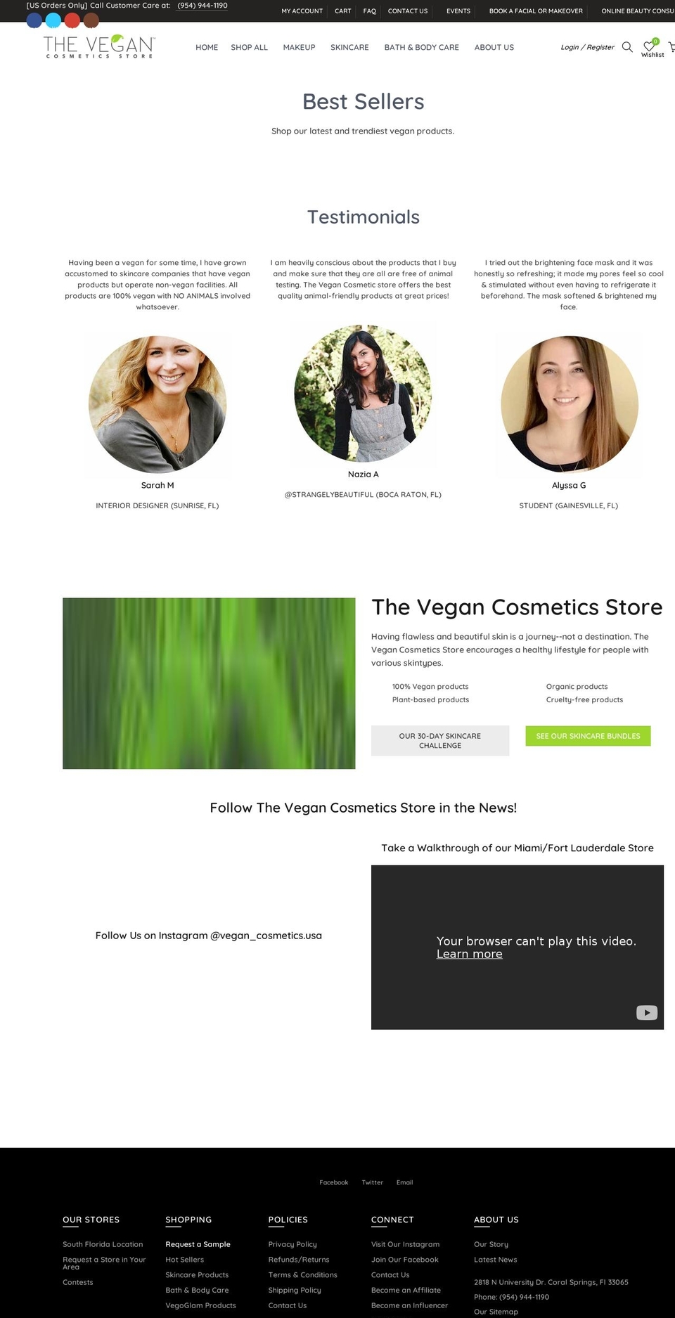 thevegancosmeticsstore.com shopify website screenshot