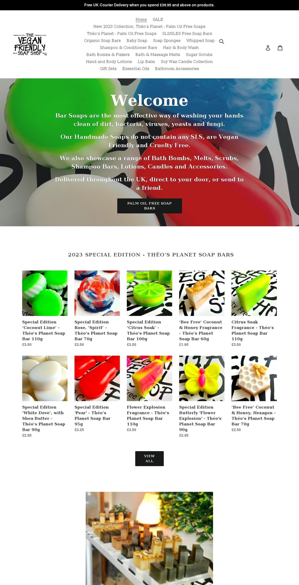 theveganfriendlysoapshop.co.uk shopify website screenshot