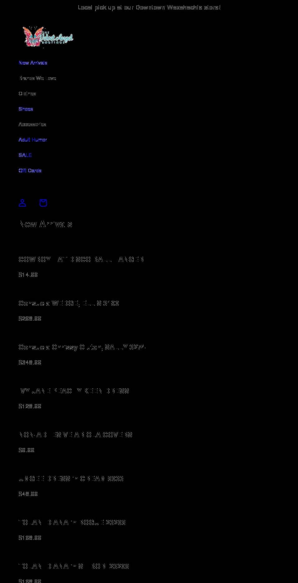 thevelvetangel.net shopify website screenshot