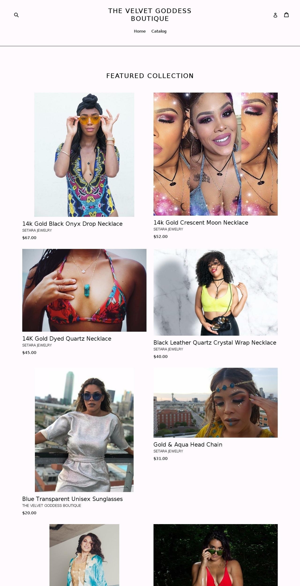 thevelvetgoddessboutique.com — Shopify storefront screenshot