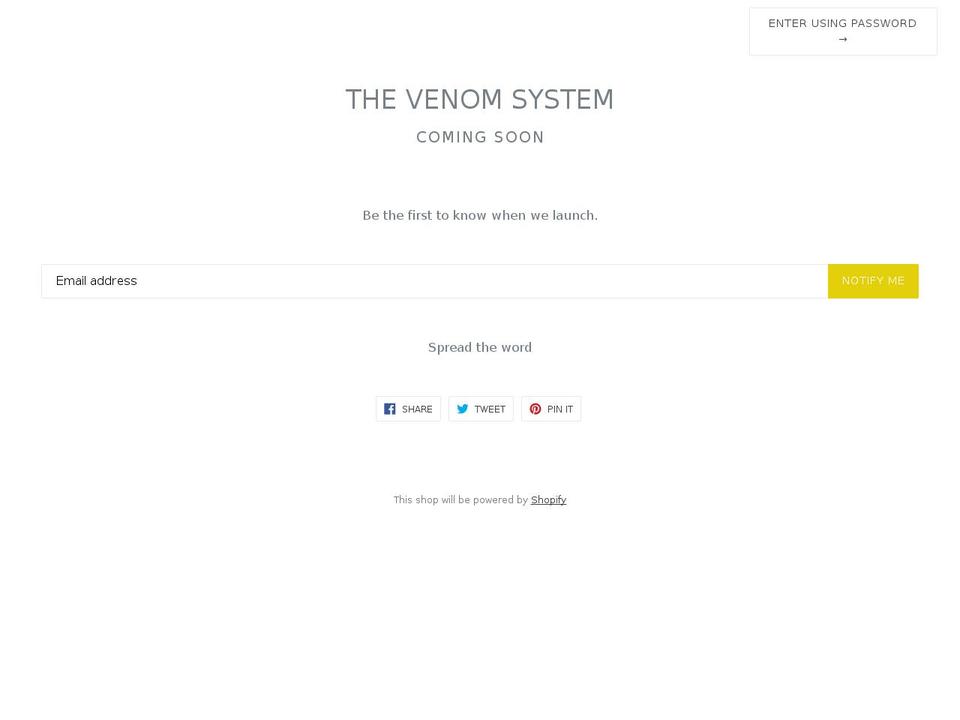 thevenomsystem.com — Shopify storefront screenshot