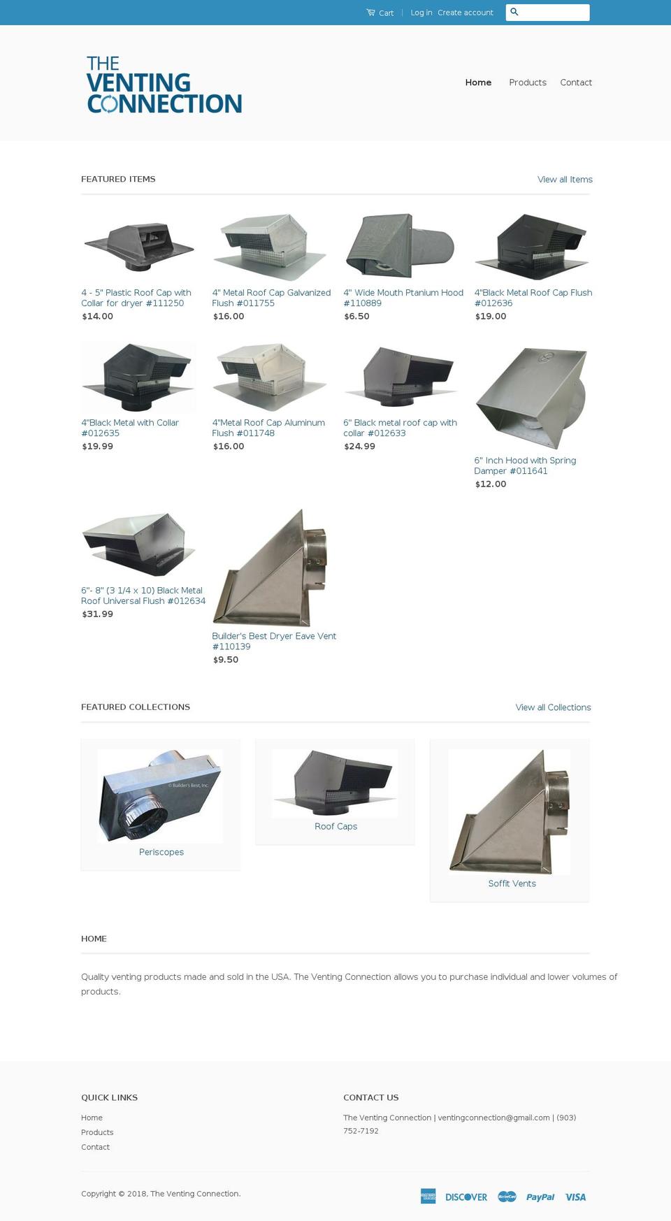 theventingconnection.com shopify website screenshot