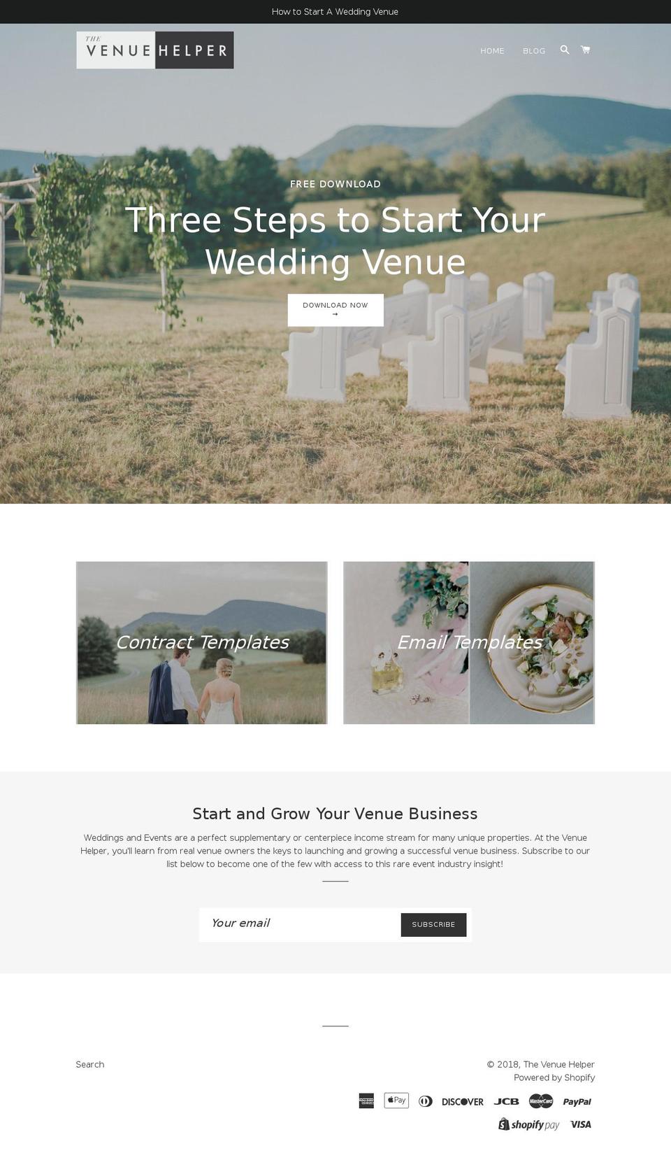 thevenuehelper.com — Shopify storefront screenshot