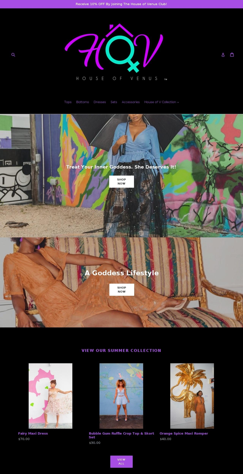 thevenushouse.com — Shopify storefront screenshot