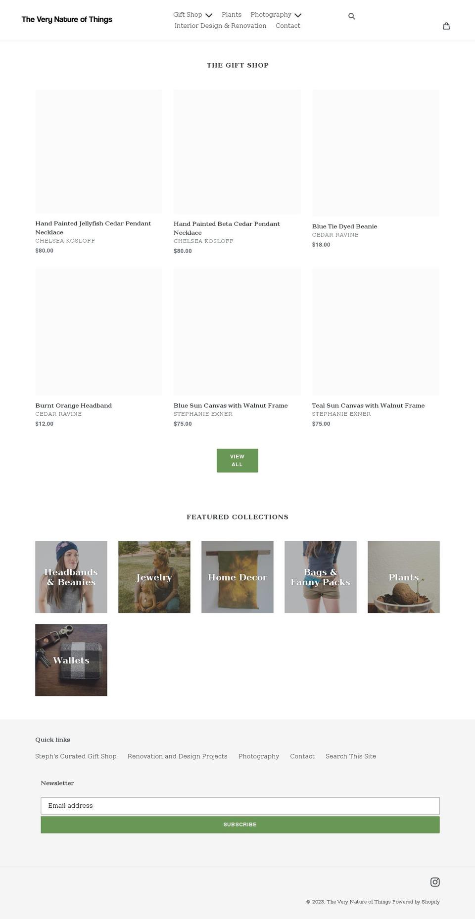 theverynatureofthings.com shopify website screenshot